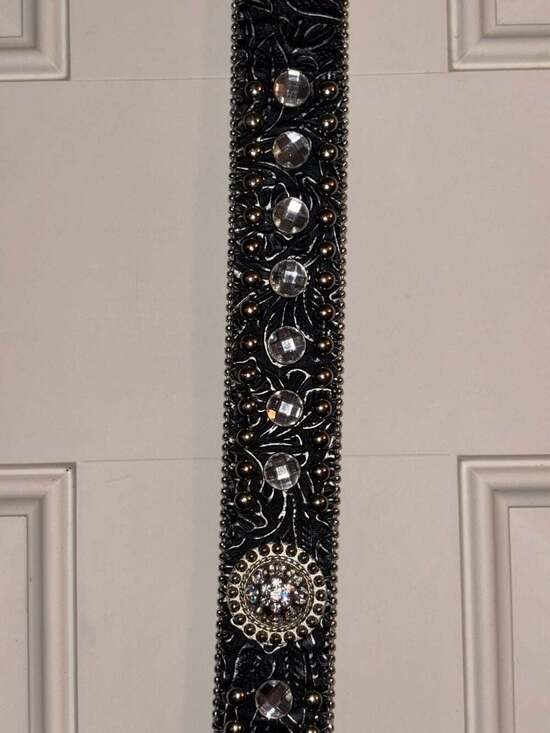 Blazin Roxx Women\'s Black Floral Embossed Rhinestone Studded Western Belt Size M main image 8